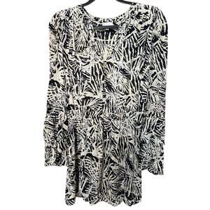 Parker Dress - Silk Black and White Abstract Print Mini - S